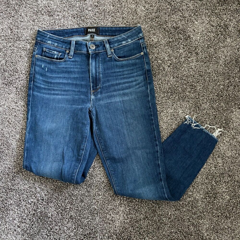 PAIGE Hoxton Crop Jeans Size 27 Medium Wash Super Skinny Stretch Denim